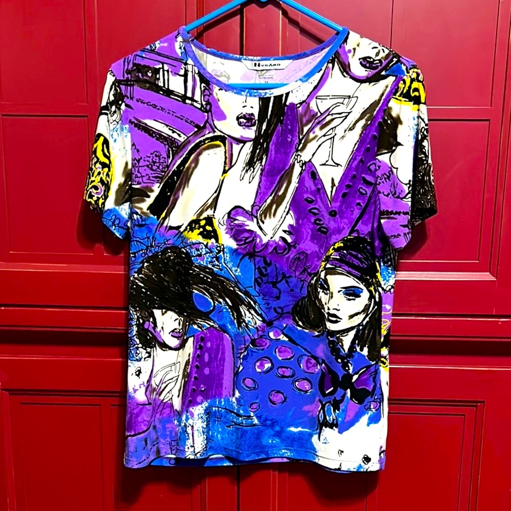 Vibrant Purple and Blue wearable Art  Graphic Tee Short Sleeve
